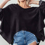 WAFFLE KNIT HIGH LOW TOP: BLUE