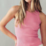 CASUAL FITTED RIB TANK TOP: PINK