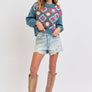 CROCHET PATCHWORK KNIT SWEATER