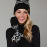 Black & Speckled Patterned Pom Hat