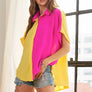 AT17004X - PLUS SIZE COLORBLOCK HI-LOW SHIRT: 3XL / ORANGE/LILAC
