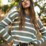 Women’s casual, long sleeve, round neck sage moss green sweater