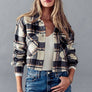 BELLA SNAP BUTTON PLAID CROP JACKET