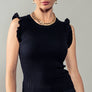 Flutter Sleeve Ribbed Crew Neck Ruffle Tank Top