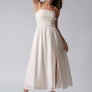 Smocked Tencel Maxi Dress with Side Slit
