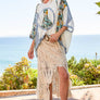 POL- V-neck floral print multi color peace patch top