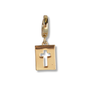 Hollow Cross Charm, Gold, Charm Bar | Charm Necklace