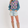 CROCHET PATCHWORK KNIT SWEATER