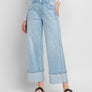 SUPER HIGH RISE CUFFED BAGGY WIDE JEANS T6515