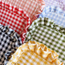 Gingham Ruffle Zipper Pouch Embroidery Friendly Cosmetic Bag