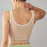 CONTRAST TRIM RIB CROP TANK TOP: KHAKI