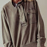 MINERAL WASHED SNAP BUTTON MOCK NECK SWEATSHIRT: LAVENDER