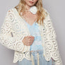POL- Long sleeve V-neck crochet knitted cardigan