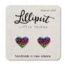 Neon Leopard Heart Earrings // Retro Rainbow
