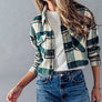 BELLA SNAP BUTTON PLAID CROP JACKET