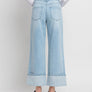 SUPER HIGH RISE CUFFED BAGGY WIDE JEANS T6515