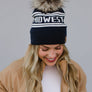 Navy & Off White Midwest Pom Hat