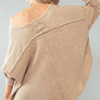 WAFFLE KNIT HIGH LOW TOP: TAUPE