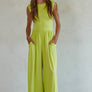 Lime Sleeveless Open-Back Wide-Leg Jumpsuit - Effortless Chick & Comfort