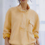 MINERAL WASHED SNAP BUTTON MOCK NECK SWEATSHIRT: LAVENDER
