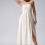 Smocked Tencel Maxi Dress with Side Slit