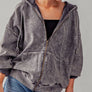 EMILY OVERSIZED VINTAGE ZIP UP HOODIE: FADED DENIM / S-2/M-2/L-2
