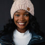 Blush Cable Knit Pom Hat