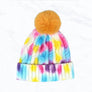 Tie dye Multi Color Fur Pom Beanie