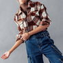 BELLA SNAP BUTTON PLAID CROP JACKET