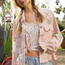 POL-Long balloon sleeve flower detail button down shirt top