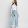 SUPER HIGH RISE CUFFED BAGGY WIDE JEANS T6515