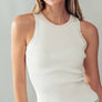 CASUAL FITTED RIB TANK TOP: BLACK / S-2/M-2/L-2