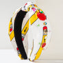Back to school red apple printed headband with diamonds