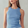 CASUAL FITTED RIB TANK TOP: BLUE