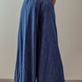 WIDE LEG PLEATED DENIM JEANS: DENIM / S-2/M-2/L-2