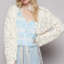 POL- Long sleeve V-neck crochet knitted cardigan