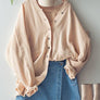 PREMIUM SOFT FRAYED HEM GAUZE WASHED SHIRT