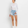 HIGH RISE DISTRESSED HEM A LINE SHORTS T6316: TANA RIVER / L