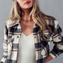 BELLA SNAP BUTTON PLAID CROP JACKET