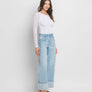SUPER HIGH RISE CUFFED BAGGY WIDE JEANS T6515