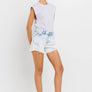 HIGH RISE DISTRESSED SHORTS V2810: MIRACULOUS / L