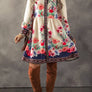 LDC Floral Print Buttoned High Waist Shirt Mini Dress