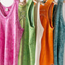 WASHED LOOSE FIT RACERBACK V-NECK TANK TOP: BLUE