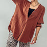 PREMIUM SOFT FRAYED HEM GAUZE WASHED SHIRT