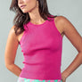 CASUAL FITTED RIB TANK TOP: PINK