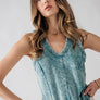 WASHED LOOSE FIT RACERBACK V-NECK TANK TOP: IVORY / S-2/M-2/L-2
