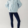 MINERAL WASHED SNAP BUTTON MOCK NECK SWEATSHIRT: LAVENDER