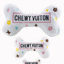 White Chewy Vuiton Bones Squeaker Dog Toy: Small / Mini