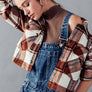 BELLA SNAP BUTTON PLAID CROP JACKET