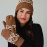 Brown & Speckled Patterned Pom Hat